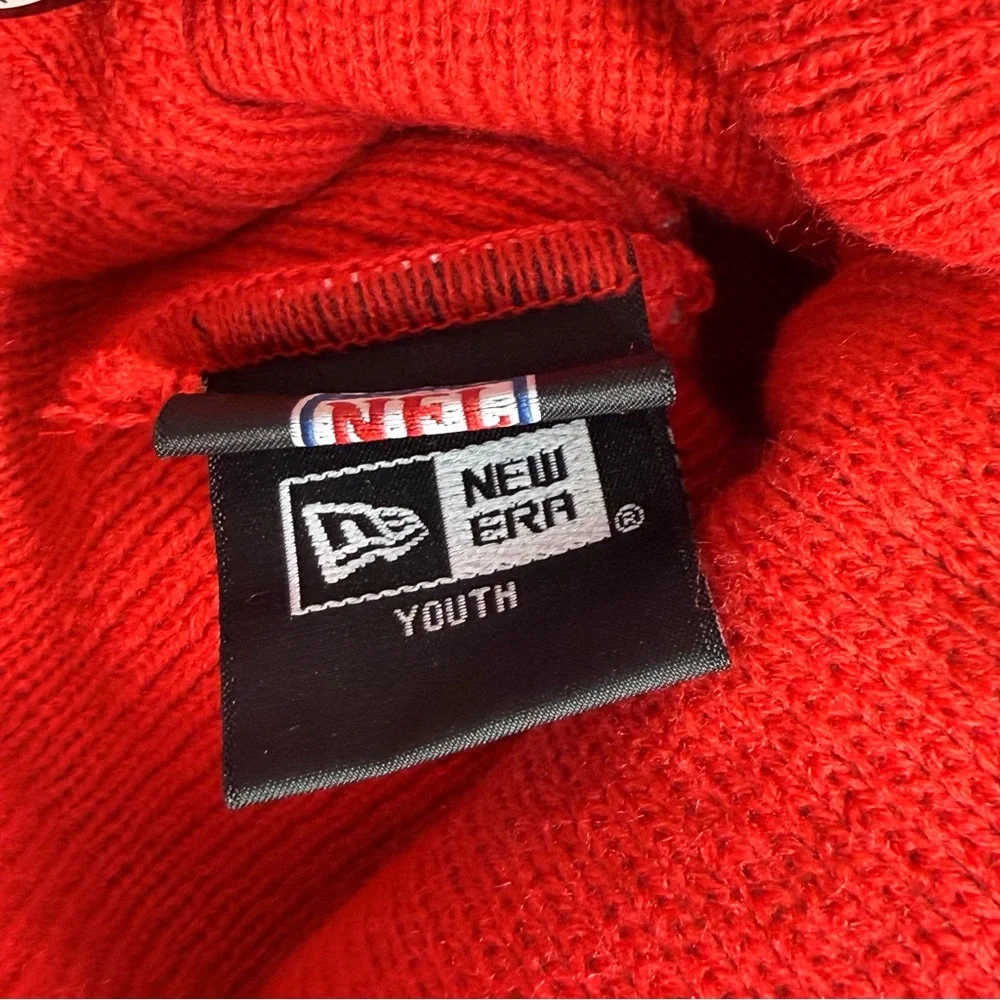 Youth New Era NFL Kansas City Chiefs Red Cuffed Knit Beanie Removable Pom NWT